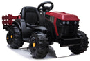 El Traktor, rød, inkl. vogn, lædersæder, gummihjul, litium batteri og fjernbetjening