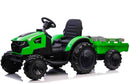 El Traktor, Grøn, inkl. tipvogn, PU lædersæder, gummihjul, litium batteri og fjernbetjening,180x63x71cm