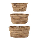 Bloomingville - Barba Kurv, Natur, Vandhyacint - L33 × B19 × H16/L39 × B25 × H18/L45 × B32 × H20 cm, sæt med 3