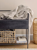 Bloomingville - Abelone Bænk, Sort, FSC® 100%, mangotræ - L102 × H58 × B40 cm