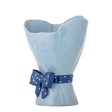 Bloomingville - Belivia Vase, Blå, Stentøj - Ø19,5 × H28,5 cm