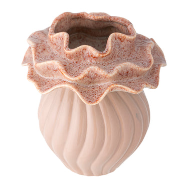 Bloomingville - Petalia Vase, Rosa, Stentøj - Ø15,5 × H17 cm