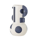 Bloomingville - Graphica Vase, Blå, Stentøj - L17 × H24 × B14,5 cm