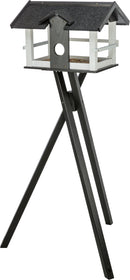 Trixie - Natura Fuglefoderhus med Stativ, 48x33x37, H:133 cm - Sort/Hvid Fyrretræ