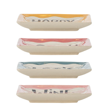 Bloomingville - Soline Tallerken, Multifarvet, Stentøj - L13 × H2 × B13 cm, sæt med 4