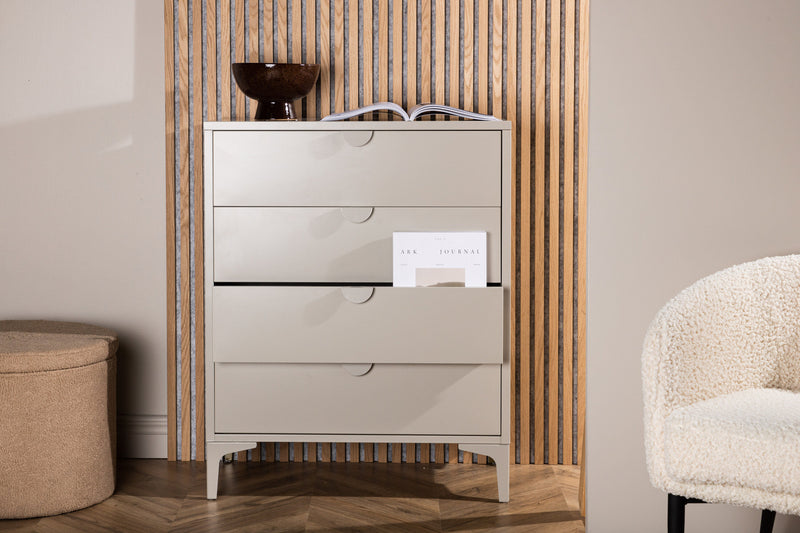 Venture Home - Piring – kommode, beige, stål, 4 skuffer – 40×98×78 cm