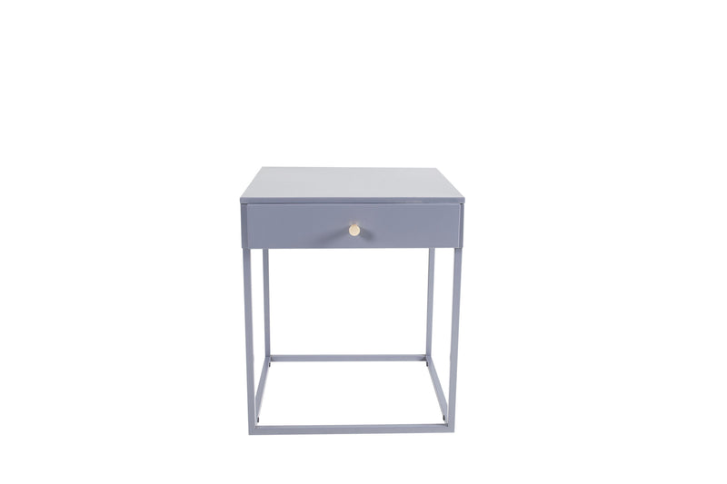 Venture Home - Bakal – sengebord, stål, lysegrå – 43×43×50 cm