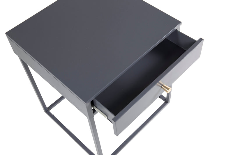 Venture Home - Bakal – sengebord, stål, lysegrå – 43×43×50 cm