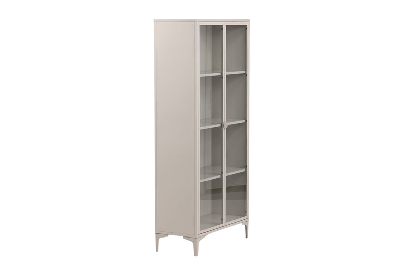 Venture Home - Piring – Vitrineskab, beige stål med 2 døre – 40×90×190cm