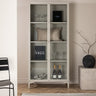 Venture Home - Piring – Vitrineskab, beige stål med 2 døre – 40×90×190cm - Bolig og Haven