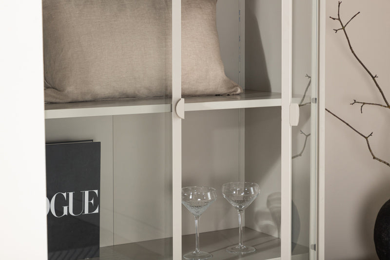 Venture Home - Piring – Vitrineskab, beige stål med 2 døre – 40×90×190cm