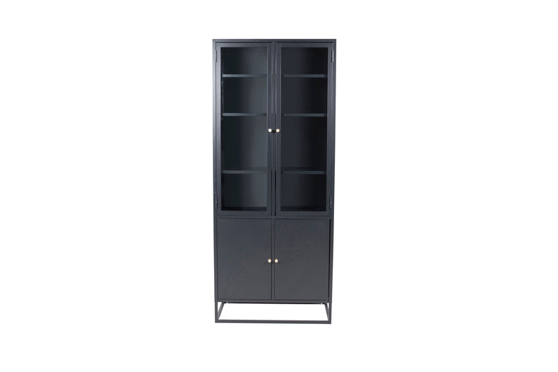 Venture Home - Piring – Vitrineskab, sort stål, glas- og fyldningsdøre – 40,5×80×190 cm