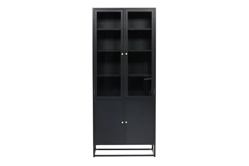 Venture Home - Piring – Vitrineskab, sort stål, glas- og fyldningsdøre – 40,5×80×190 cm