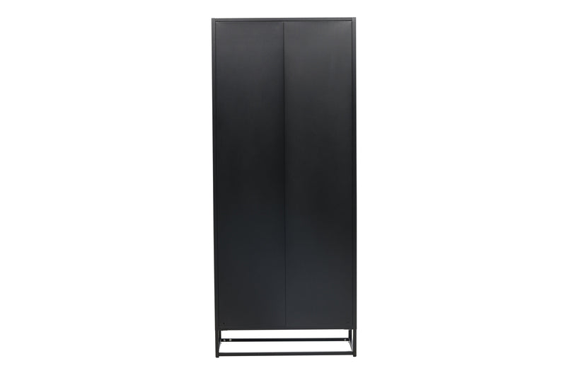 Venture Home - Piring – Vitrineskab, sort stål, glas- og fyldningsdøre – 40,5×80×190 cm