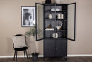 Venture Home - Piring – Vitrineskab, sort stål, glas- og fyldningsdøre – 40,5×80×190 cm