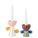 Bloomingville - Florita Votive & Candle Holder, Multifarvet, Stentøj - L11,5 × H11 × B8/L12,5 × H15 × B8 cm, sæt med 2