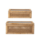 Bloomingville - Lally Æske m/låg, Natur, Rattan - L32 × H9 × B17/L39 × H15,5 × B24 cm, sæt med 2