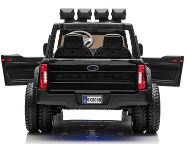 Ford Super Duty Truck Elbil Sort, Lithium, 4x24V Motor, Gummihj., 2-sæder