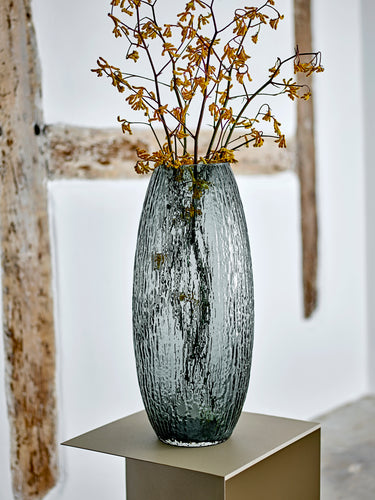 Bloomingville - Brock Vase, Grå, Glas - Ø22 × H50 cm