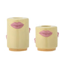Bloomingville - Sassy Lysestage, Gul, Stentøj - Ø5 × H5/Ø5 × H7 cm, sæt med 2