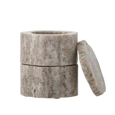 Bloomingville - Nezli Krukke m/låg, Natur, Marmor - L9 × H11,5 × B9 cm