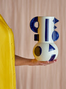 Bloomingville - Graphica Vase, Blå, Stentøj - L17 × H24 × B14,5 cm