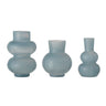 Bloomingville - Kinsie Vase, Blå, Glas - Ø10 × H12/Ø7,5 × H13/Ø10 × H15 cm, sæt med 3