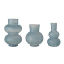 Bloomingville - Kinsie Vase, Blå, Glas - Ø10 × H12/Ø7,5 × H13/Ø10 × H15 cm, sæt med 3