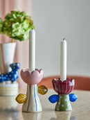 Bloomingville - Florita Votive & Candle Holder, Multifarvet, Stentøj - L11,5 × H11 × B8/L12,5 × H15 × B8 cm, sæt med 2
