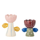 Bloomingville - Florita fyrfads- og lysestage, Multifarvet, Stentøj - L11,5 × H11 × B8/L12,5 × H15 × B8 cm, sæt med 2