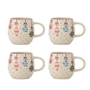 Bloomingville - Ornamentia Krus, Multifarvet, Stentøj - Ø9 × H8 cm, sæt med 4