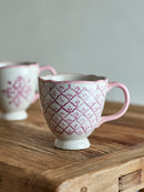 Bloomingville - Wonderland Krus, Rosa, Stentøj - Ø10,5 × H11 cm, sæt med 4