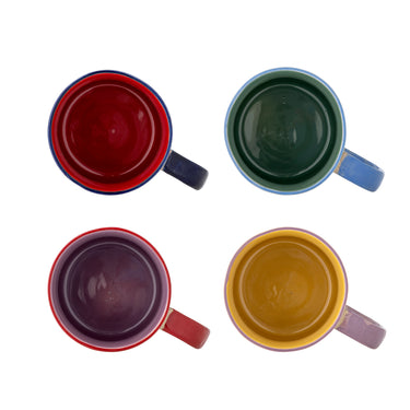 Bloomingville - Vista Krus, Multifarvet, Stentøj - Ø9 × H9 cm, sæt med 4