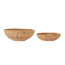 Bloomingville - Kell Kurv, Natur, Rattan - Ø20 × H5/Ø26 × H8 cm, sæt med 2