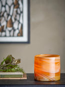 Bloomingville - Sylas Fyrfadsstage, orange, Glas - Ø11,5 × H11 cm