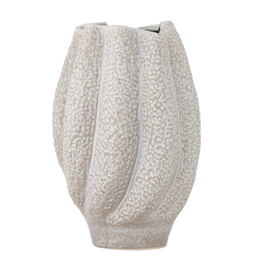 Bloomingville - Cove Vase, Hvid, Stentøj - Ø19,5 × H28 cm