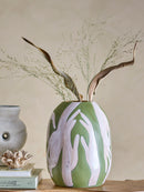 Bloomingville - Adalena Deko Vase, Grøn, Stentøj - Ø23,5 × H30,5 cm