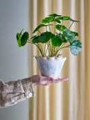 Bloomingville - Bertha Urtepotteskjuler, Blå, Stentøj - Ø14 × H10,5 cm