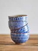 Bloomingville - Karine Skål, Blå, Stentøj - Ø10 × H6 cm, sæt med 4