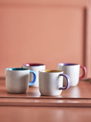 Bloomingville - Vista Krus, Multifarvet, Stentøj - Ø9 × H9 cm, sæt med 4