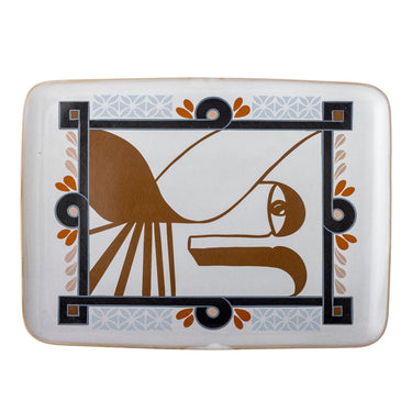Bloomingville - Rudaur Serveringsfad, Multifarvet, Stentøj - L37,5 × H2 × B27 cm