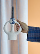 Bloomingville - Hatty Lysestage, Blå, Stentøj - L14 × H17 × B6 cm