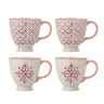 Bloomingville - Wonderland Krus, Rosa, Stentøj - Ø10,5 × H11 cm, sæt med 4