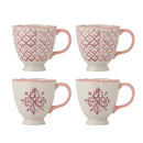 Bloomingville - Wonderland Krus, Rosa, Stentøj - Ø10,5 × H11 cm, sæt med 4
