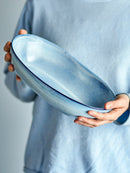 Bloomingville - Sandrine Skål, Blå, Stentøj - L32 × H7,5 × B20 cm