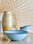 Bloomingville - Sandrine Skål, Blå, Stentøj - Ø26,5 × H9,5 cm