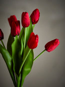 Bloomingville - Tulip Buket, Rød, Kunstige Blomster - Ø21 × H35 cm