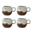 Bloomingville - Paula Kop, Multipak, Brun, Stentøj - Ø9 × H8 cm, sæt med 4