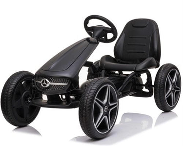 Mercedes Benz, Go-Kart med gummihjul – sportssæde og håndbremse (3-8 år),sort