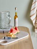 Bloomingville - Abrielle Serveringsbræt med kniv, Hvid, Marmor - L42 × H1,5 × B20 cm, sæt med 2